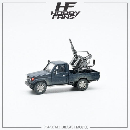PREORDER HobbyFans Toyota Hilux ZU-23-2 Blue Dirt Version With Functional Armor 1:64